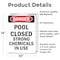 Signmission Portrait Pool Closed Strong Chemicals In Use Danger Sign, Vinyl Decal, 10in W x 14in L, 2PK OS-2PACK-DS-D-1014-V-1625 - alternate 4